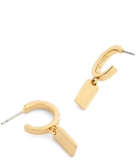 COACH Iconic Pearl Horse & Carriage Charm Huggie Hoop Earrings