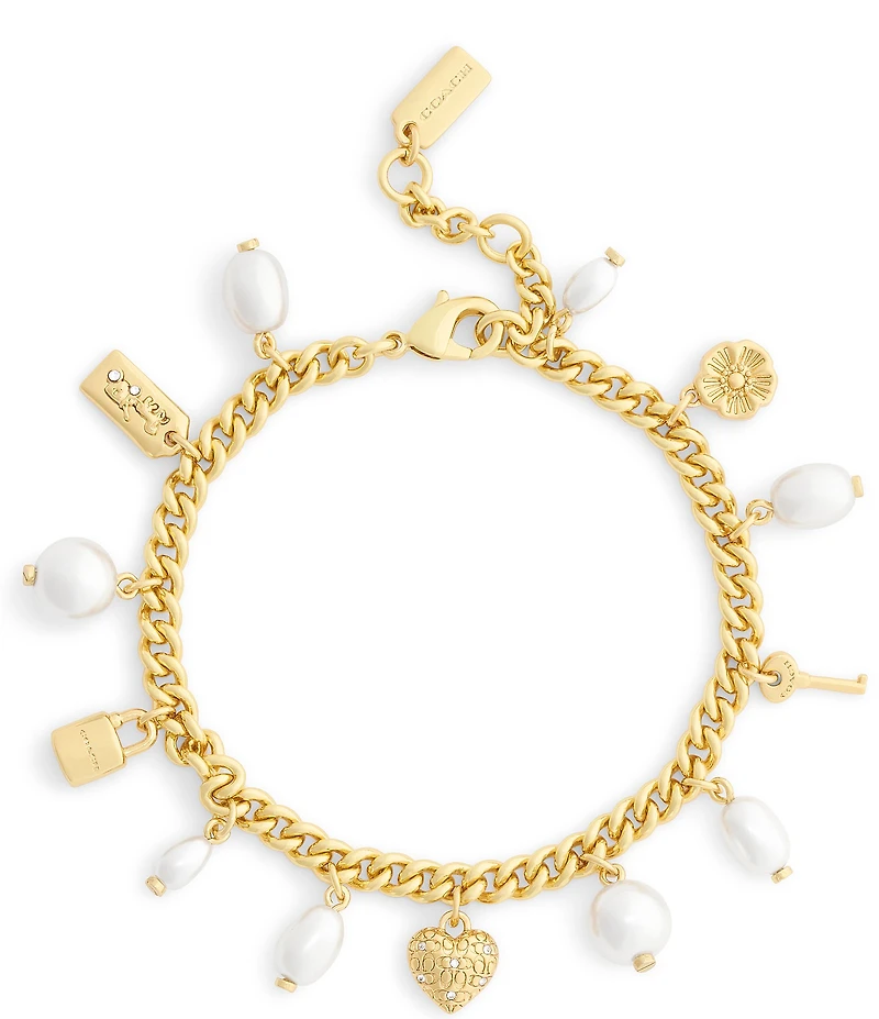 COACH Iconic Pearl Signature Charm Bracelet