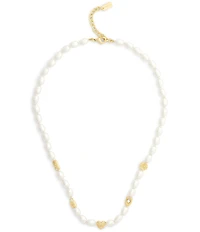 COACH Iconic Pearl Signature Charm Strand Collar Necklace