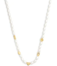 COACH Iconic Pearl Signature Charm Strand Collar Necklace