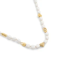 COACH Iconic Pearl Signature Charm Strand Collar Necklace