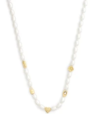 COACH Iconic Pearl Signature Charm Strand Collar Necklace