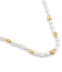 COACH Iconic Pearl Signature Charm Strand Collar Necklace
