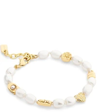 COACH Iconic Pearl Signature Charm Strand Line Bracelet