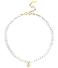 COACH Iconic Pearl Signature Padlock Choker Necklace