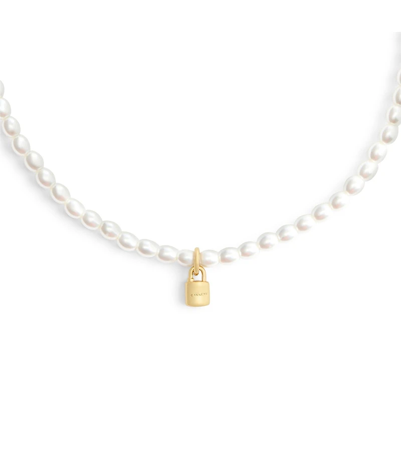 COACH Iconic Pearl Signature Padlock Choker Necklace
