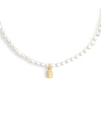 COACH Iconic Pearl Signature Padlock Choker Necklace