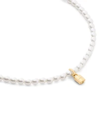COACH Iconic Pearl Signature Padlock Choker Necklace