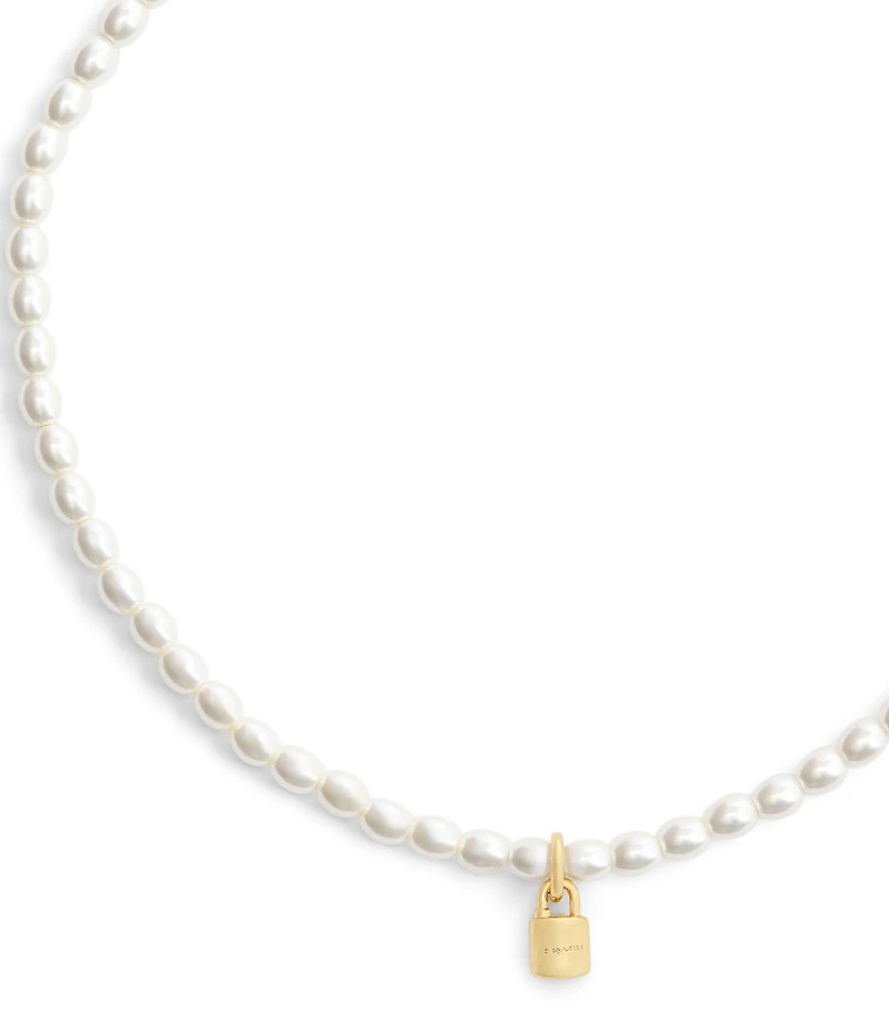 COACH Iconic Pearl Signature Padlock Choker Necklace