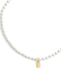 COACH Iconic Pearl Signature Padlock Choker Necklace