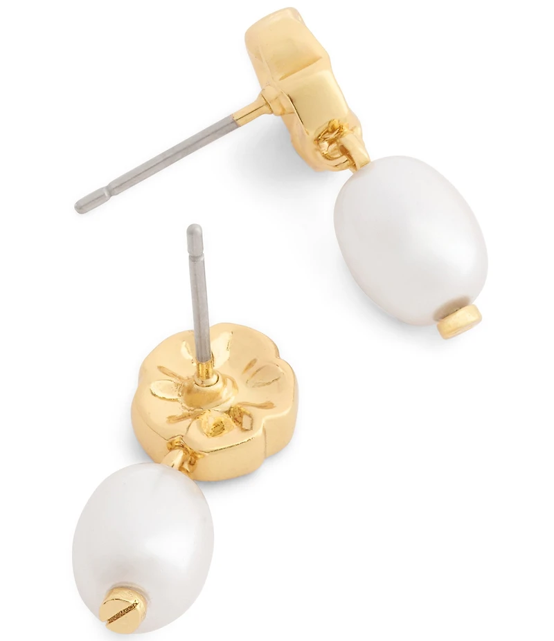 COACH Iconic Pearl Tea Rose Drop Earrings
