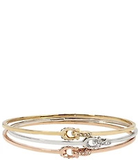 COACH Interlocking Signature C Crystal Tritone Bangle Bracelet Set