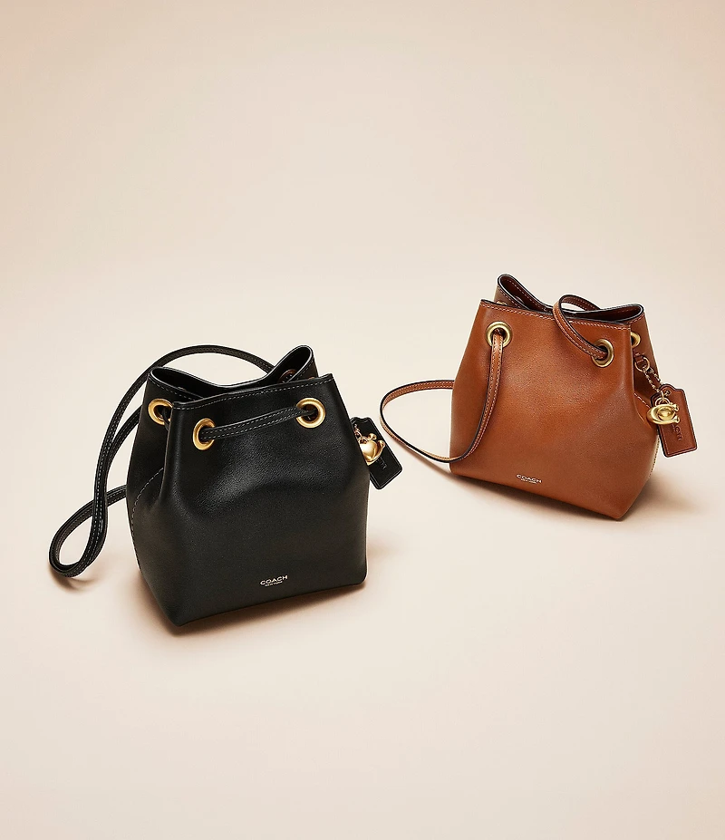 COACH Jade Leather Drawstring Bucket Bag