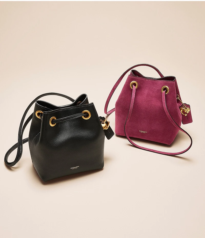 COACH Jade Leather Drawstring Bucket Bag