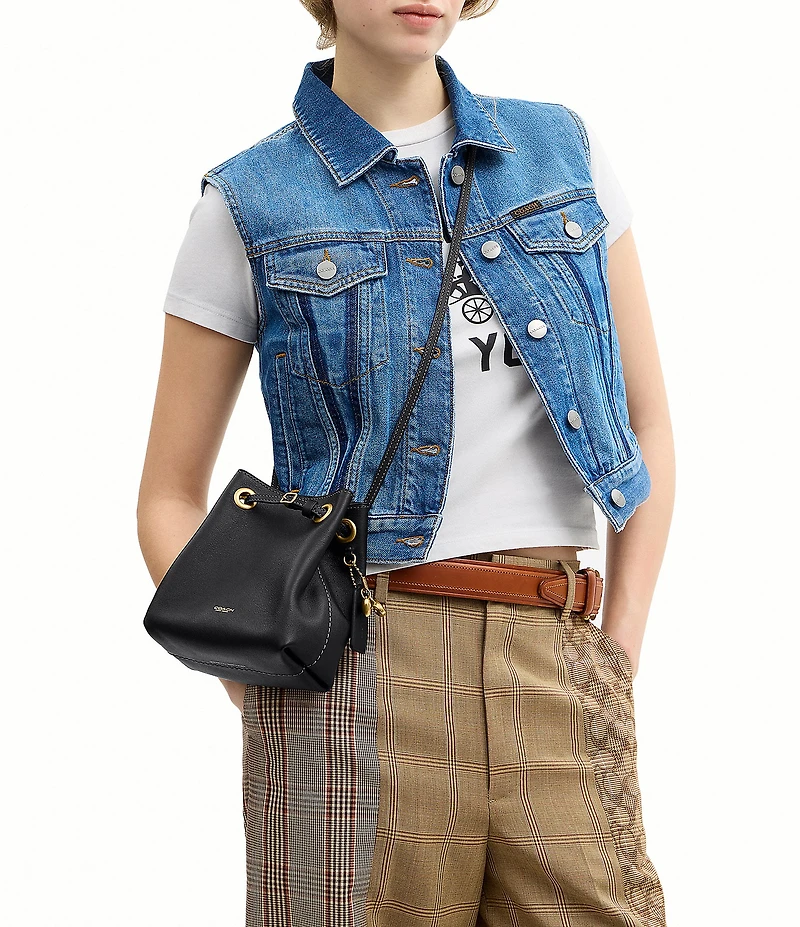 COACH Jade Leather Drawstring Bucket Bag