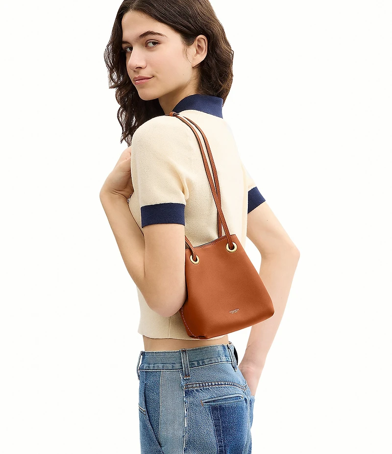 COACH Jade Leather Drawstring Bucket Bag