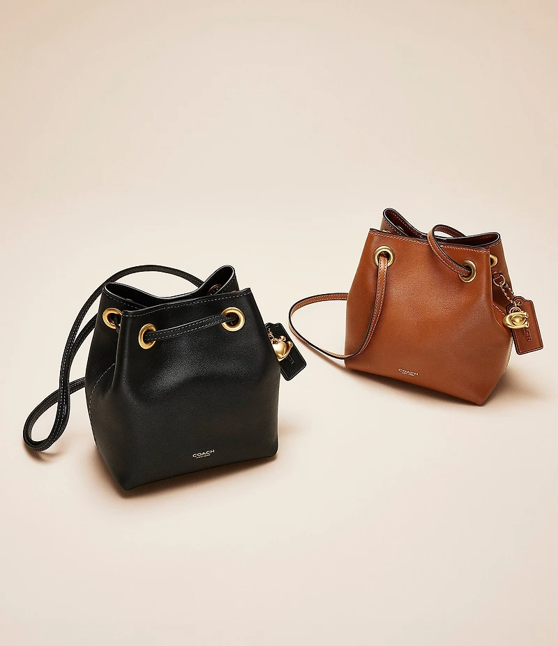 COACH Jade Leather Drawstring Bucket Bag