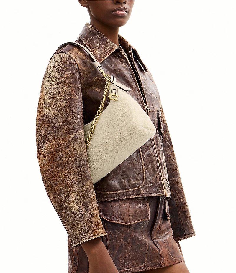 COACH Juliet Shearling Shoulder Bag 25