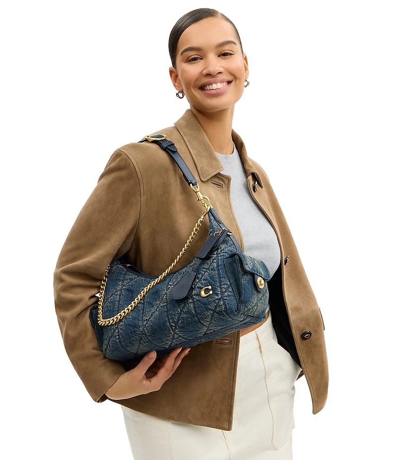 COACH Juliet Soft Quilted Loved Denim Pocket Bag 30