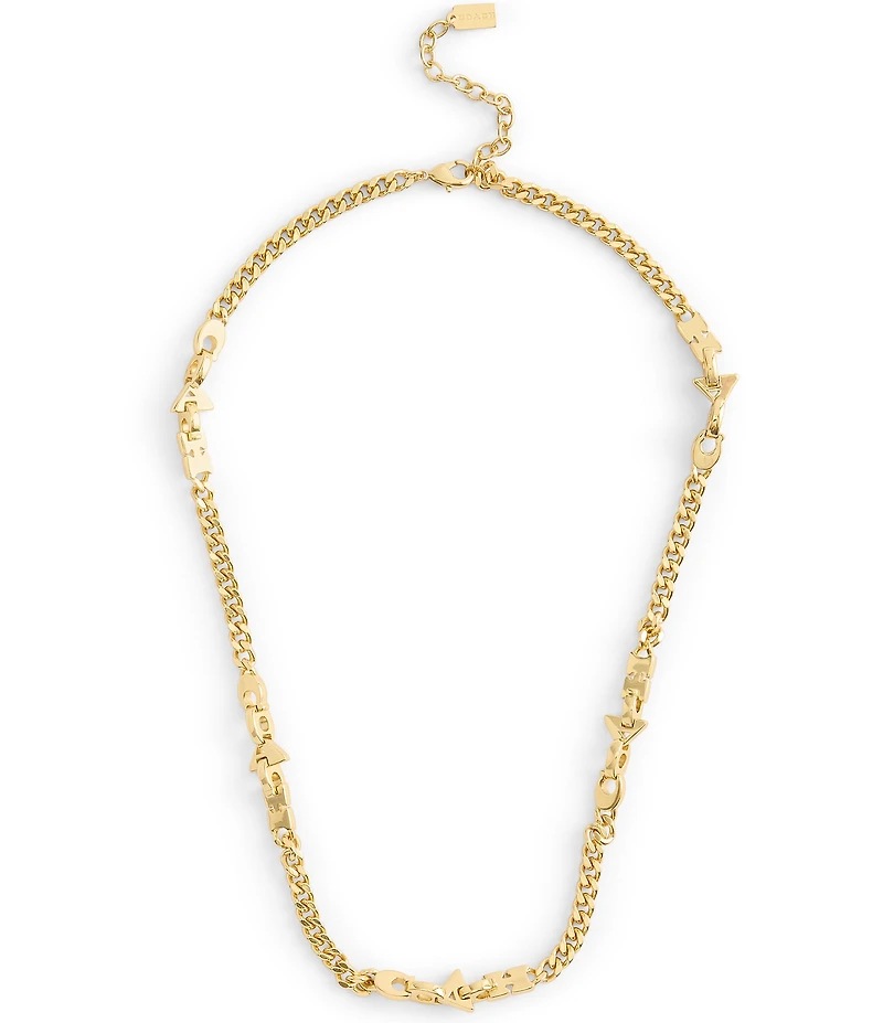 COACH Jumbled Signature Logo Link Collar Necklace