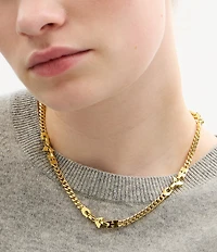 COACH Jumbled Signature Logo Link Collar Necklace
