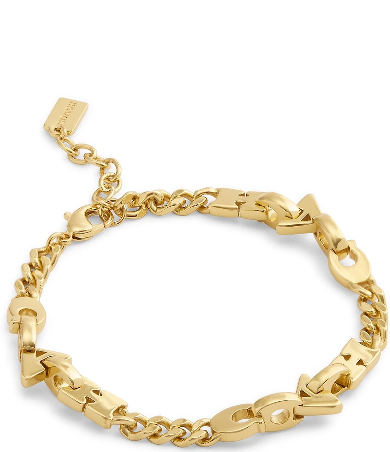COACH Jumbled Signature Logo Link Line Bracelet
