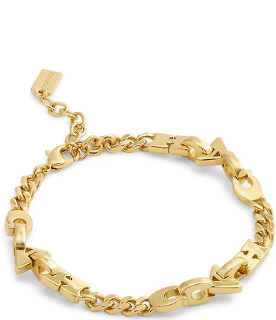 COACH Jumbled Signature Logo Link Line Bracelet