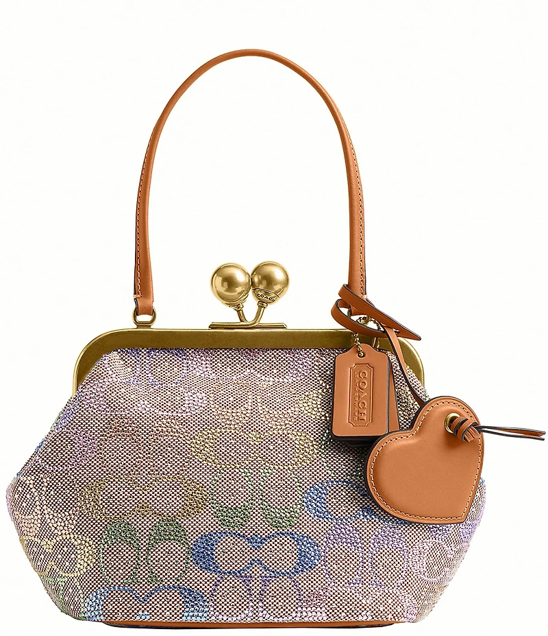 COACH Crystal Signature Jacquard Kisslock Frame Bag 16