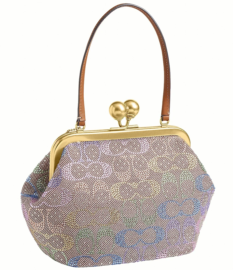 COACH Crystal Signature Jacquard Kisslock Frame Bag 16