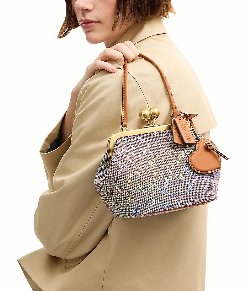 COACH Crystal Signature Jacquard Kisslock Frame Bag 16