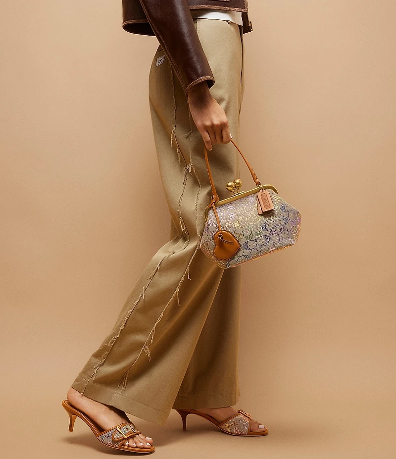 COACH Crystal Signature Jacquard Kisslock Frame Bag 16