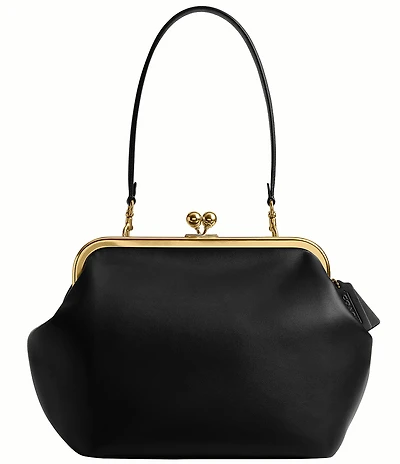 COACH Kisslock 27 Leather Frame Shoulder Bag