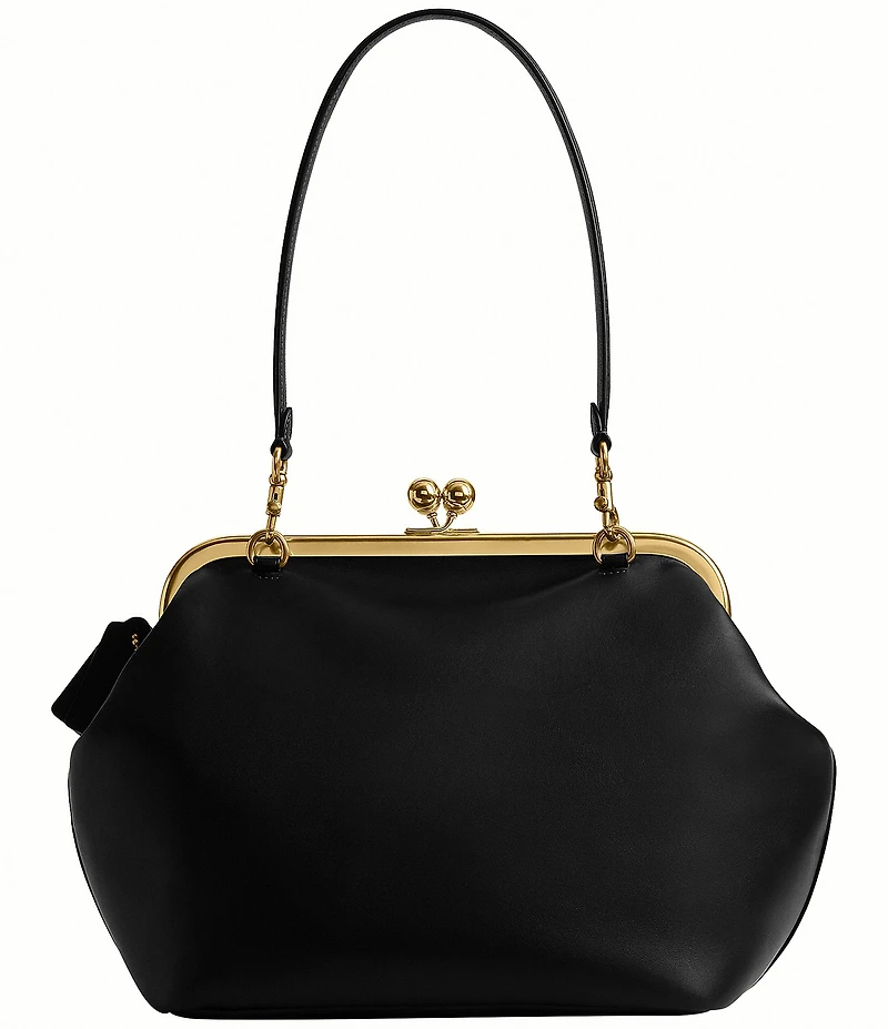 COACH Kisslock 27 Leather Frame Shoulder Bag