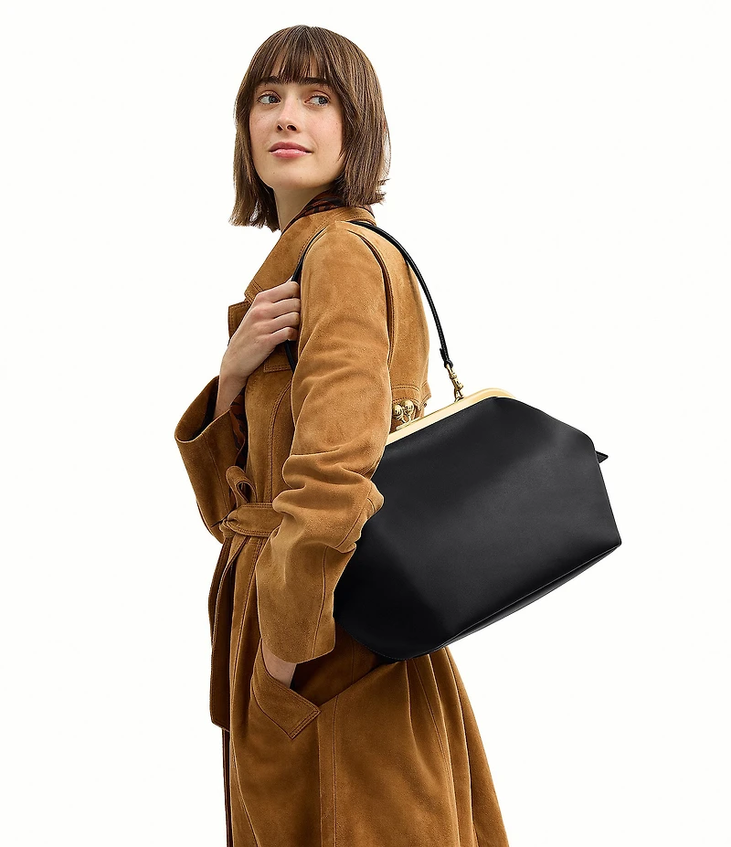 COACH Kisslock 27 Leather Frame Shoulder Bag