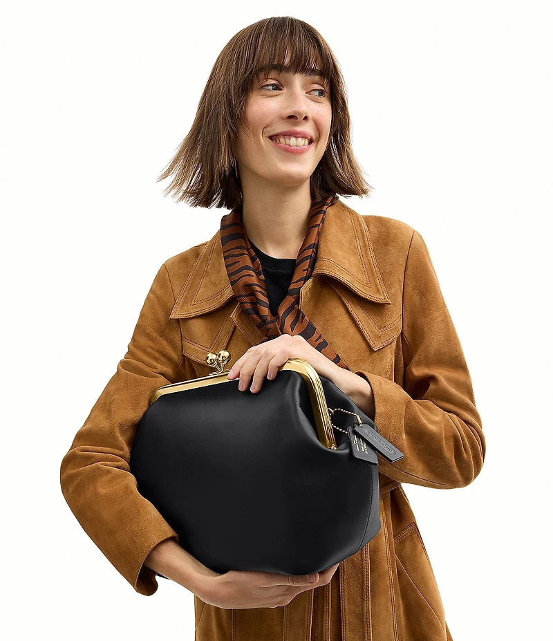 COACH Kisslock 27 Leather Frame Shoulder Bag