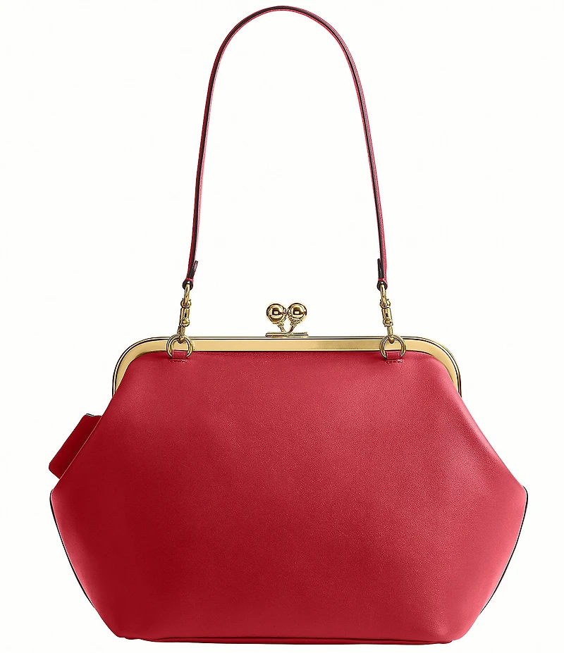 COACH Kisslock 27 Leather Frame Shoulder Bag