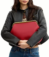 COACH Kisslock 27 Leather Frame Shoulder Bag