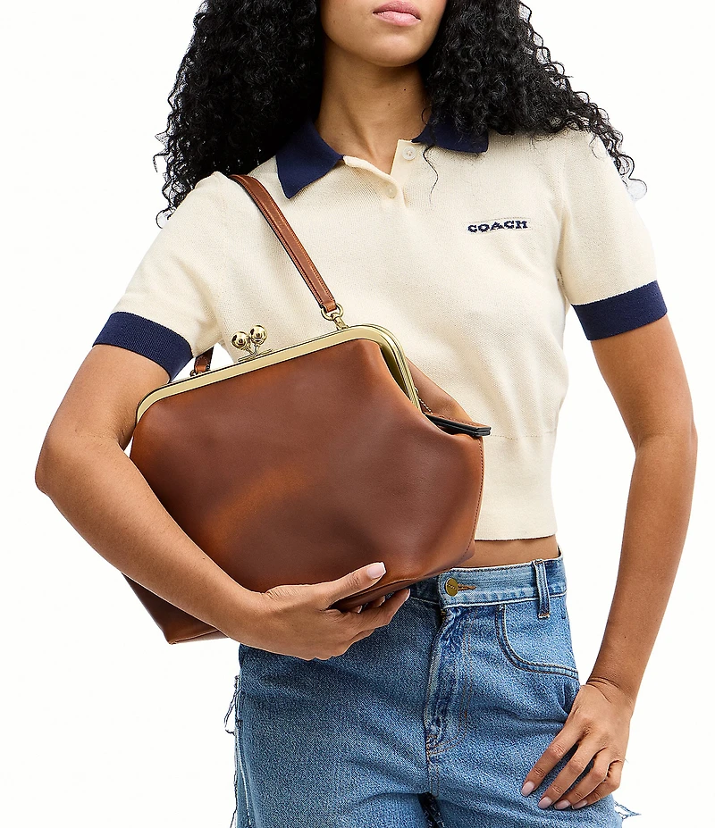 COACH Kisslock 27 Loved Leather Frame Shoulder Bag