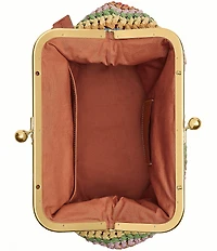 COACH Kisslock 27 Multi Stripe Straw Frame Bag