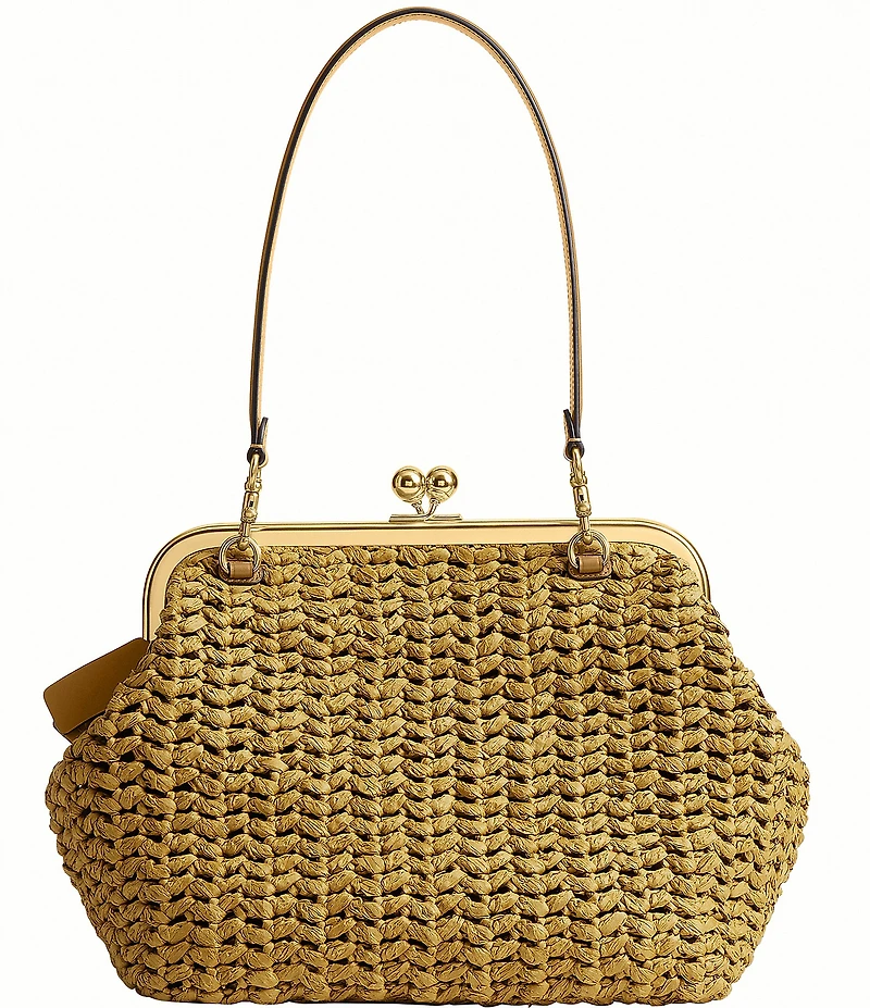 COACH Kisslock 27 Straw Frame Bag