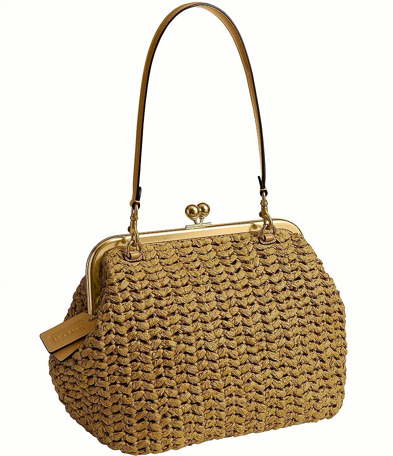 COACH Kisslock 27 Straw Frame Bag