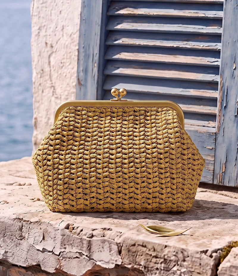 COACH Kisslock 27 Straw Frame Shoulder Bag