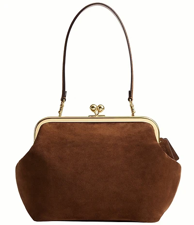 COACH Kisslock 27 Suede Frame Shoulder Bag