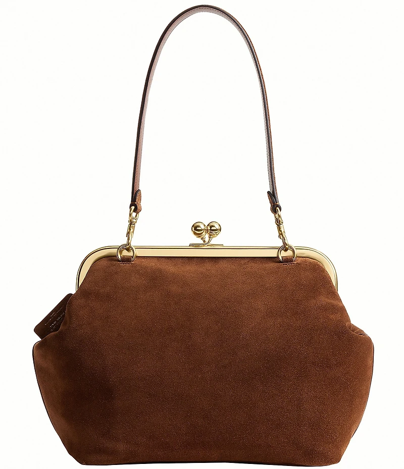 COACH Kisslock 27 Suede Frame Shoulder Bag