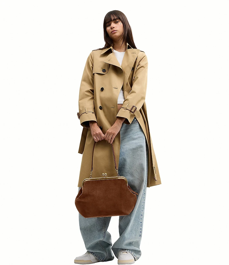 COACH Kisslock 27 Suede Frame Shoulder Bag