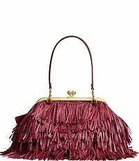 COACH Kisslock Frame Bag 27 Straw Fringe Clutch