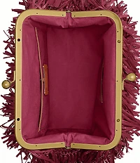 COACH Kisslock Frame Bag 27 Straw Fringe Clutch