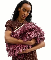 COACH Kisslock Frame Bag 27 Straw Fringe Clutch