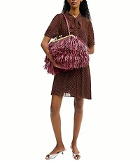 COACH Kisslock Frame Bag 27 Straw Fringe Clutch