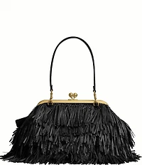 COACH Kisslock Frame Bag 27 Straw Fringe Clutch